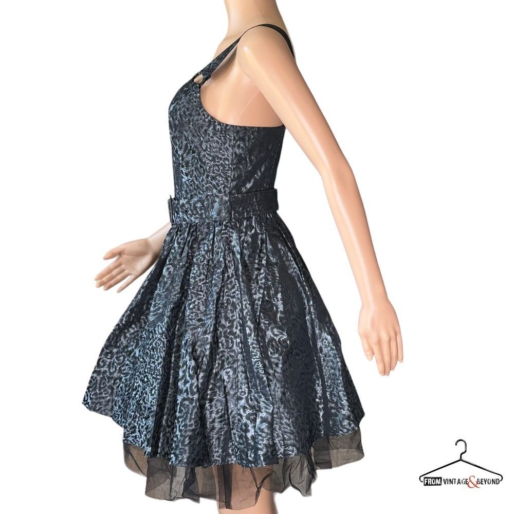 Y2K Betsey Johnson Retro Silver Black Leopard Dress - Picture 3 of 11